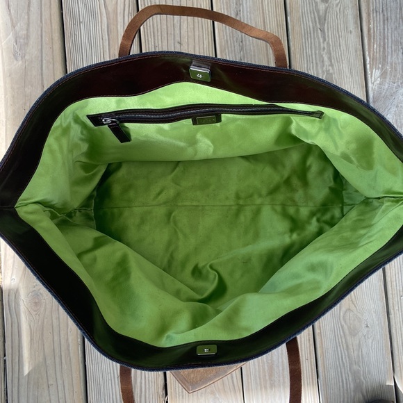 Fendi Floral Appliqué Denim Shopper Tote Bag Purse - Picture 12 of 16